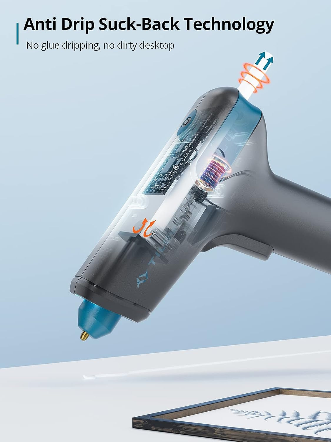 Motor-Driven Cordless Hot Glue Gun, Auto Dispensing Dripless Glue Gun, 15S Fast Preheating, 20 Pcs 7Mm X 140Mm Glue Sticks, Type-C Rechargeable for DIY Crafts, School Art Projects