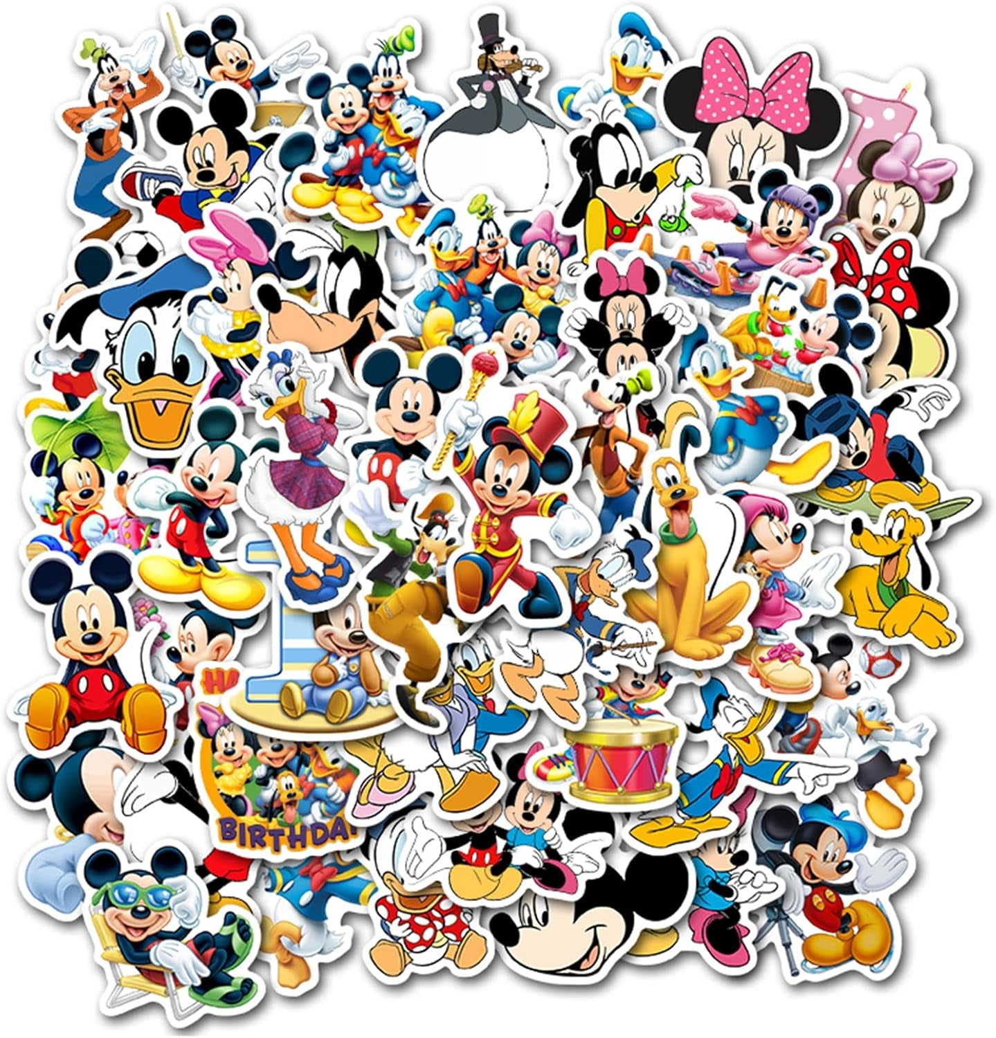 50Pcs Hot Disney Mickey Mouse Stickers for Water Bottle Cup Laptop Guitar Car Motorcycle Bike Skateboard Luggage Box Vinyl Waterproof Graffiti Patches JHSL