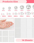 7 Sizes Self Adhesive Ivory White Hair Pearl Stickers,  2032 Pieces Stick on Pearls Gems for Hair, Face, Makeup, Eye, Crafts, Wedding