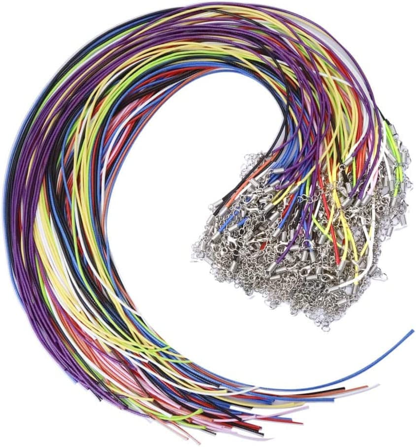 100Pcs Necklace Cord String with Clasp Bulk for Jewelry Making and Bracelet, Multicolor