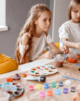 560 Pcs Mini Acrylic Paint Set for Kids 40 Set 12 Colors Washable Paint Strips Bulk 40 Flat Painting Brushes 40 Pointed Brushes Christmas Party Gift for Adult Classroom Birthday Party(2Ml)