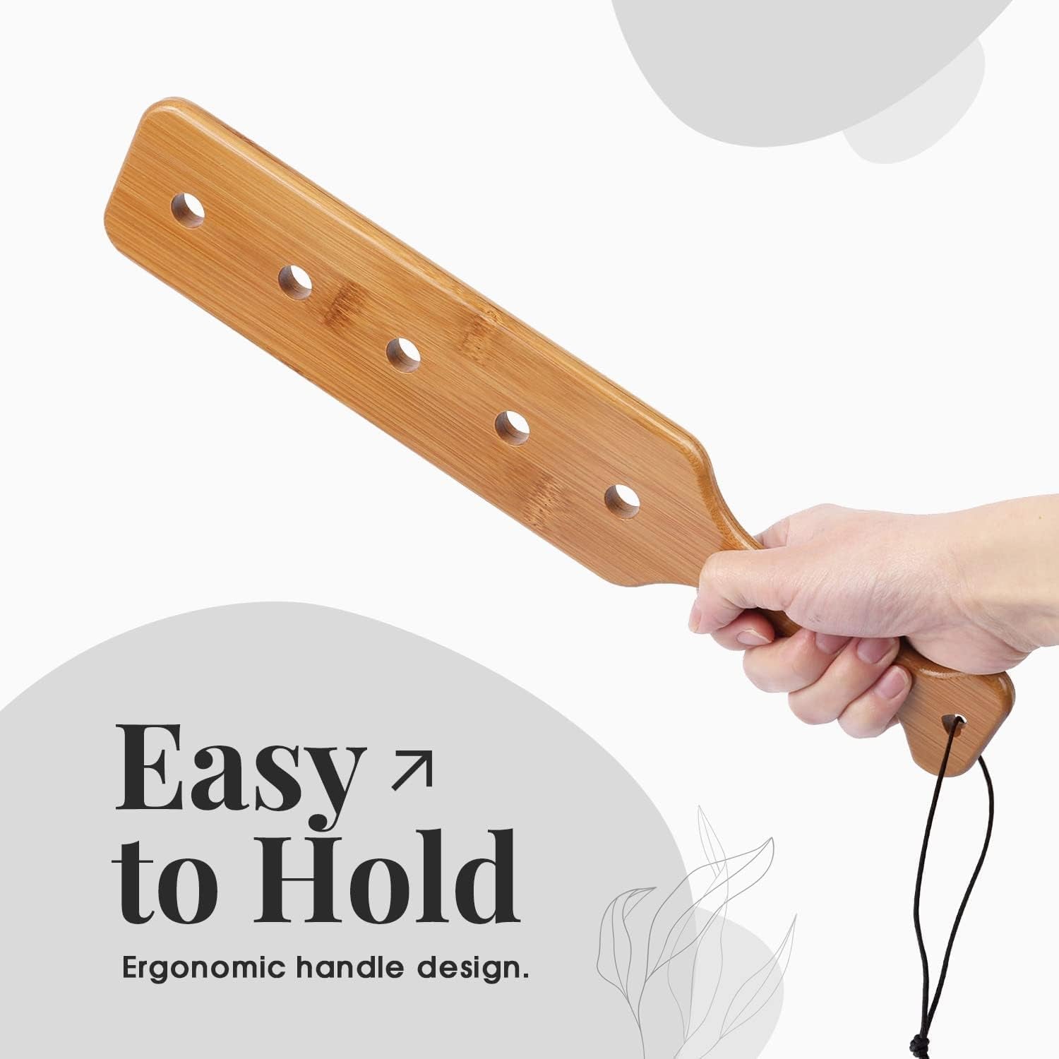 14Inch Bamboo Paddle with Holes, Solid Wood Paddle with Smooth Surface, 1 Pack,1
