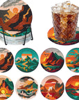 8Pcs Diamond Painting Coasters with Holder,Diy Halloween Life Coaster Diamond Art Kits for Adults Kids,Beginners round Full Drill Diamond Art Craft Supplies