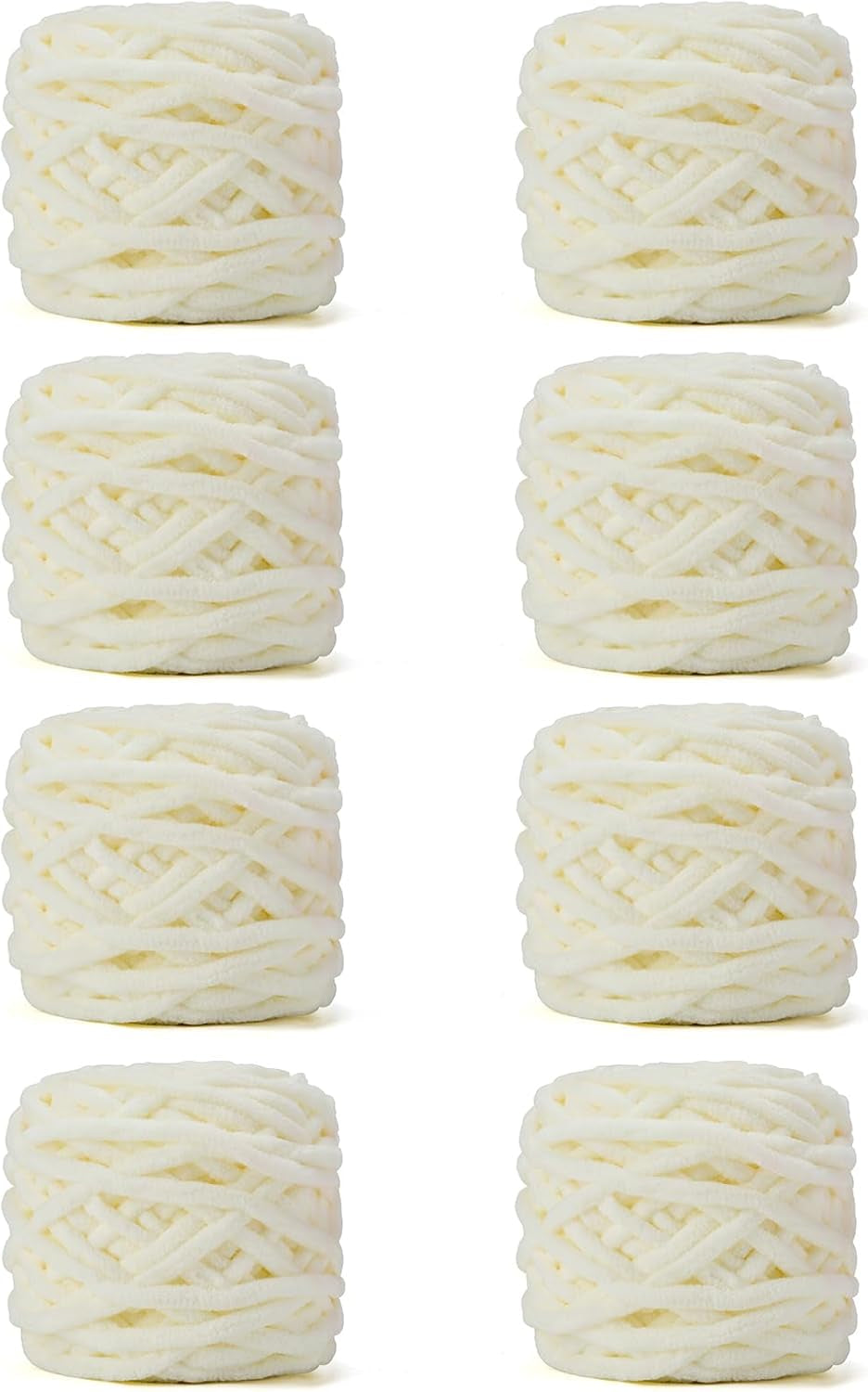 Blanket Yarn 3 Pack of 100G/3.5Oz - White Chenille Yarn 6 Super Bulky - Knitting, Crocheting &amp; Crafts Chunky Yarn
