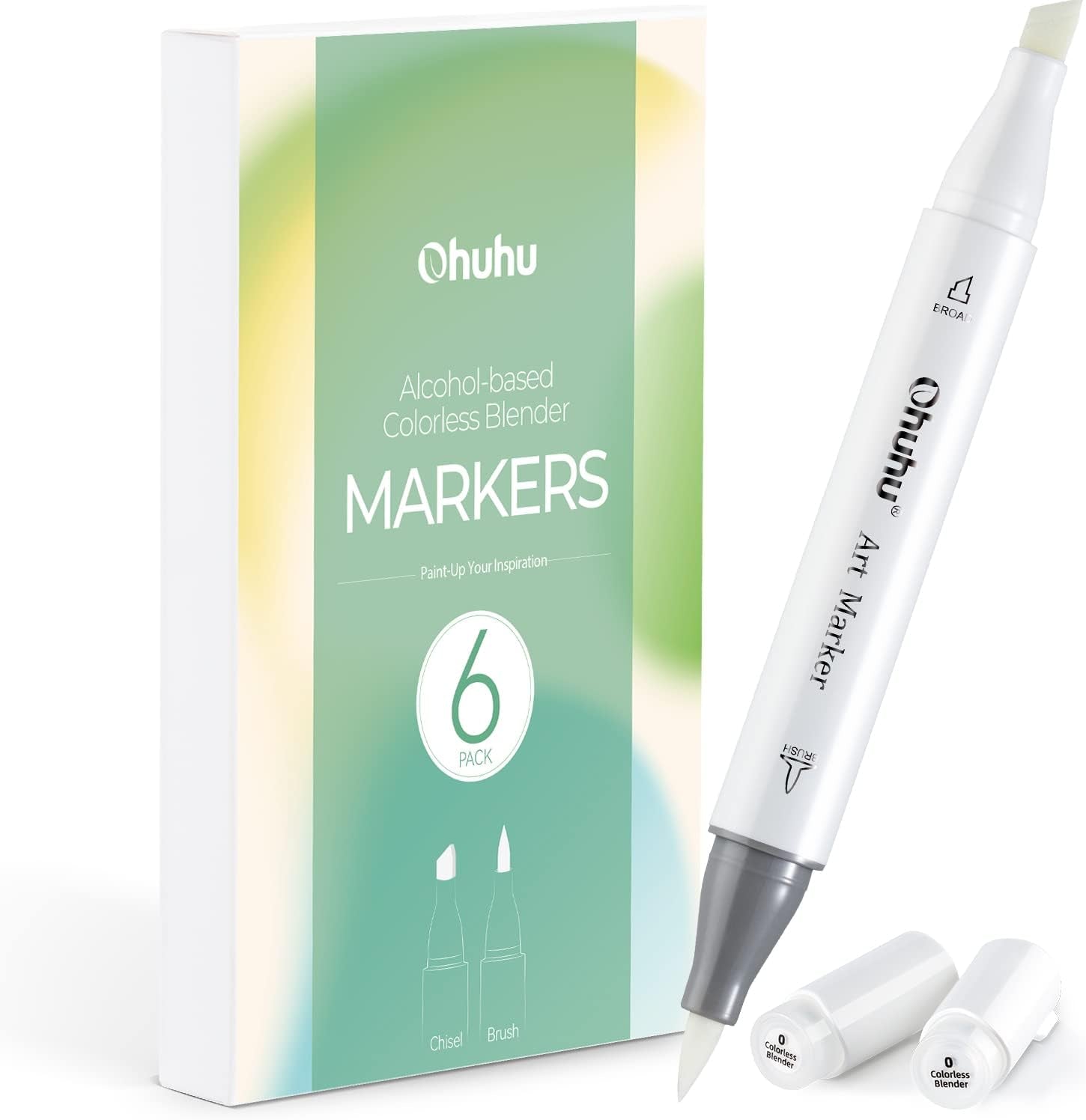 Alcohol Colorless Blenders - Pack of 6 Alcohol Based Ink No.0 Clear Blender Brush of  Markers for Adding Highlights Textures - Erasing Mistakes - Works Well with All Alcohol Markers