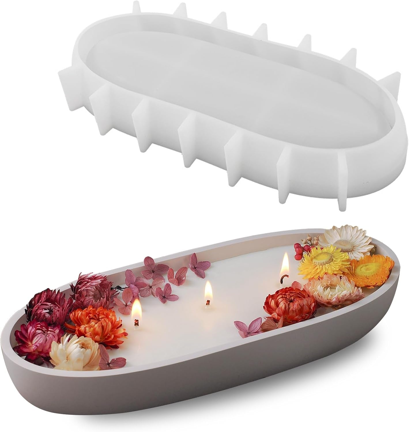 Large Bowl Resin Mold, 11.6'' Oval Bowl Silicone Molds for Resin Concrete Cement, Epoxy Casting Mold for Jewelry Makeup Storage Container Candle Boat Succulent Pot, Table Home Decoration