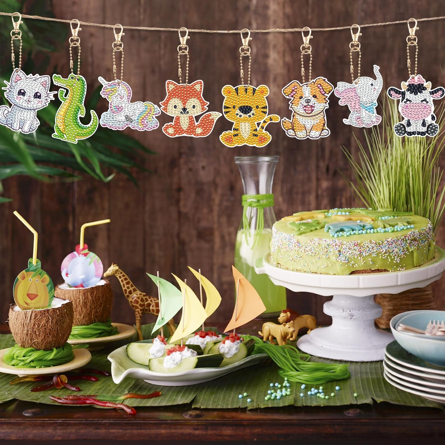 15 PCS Diamond Painting Keychains Animal Diamond Art Ornaments Double Side Diamond Key Rings DIY 5D Art Pedants for Beginners Birthday Crafting Home Party Decor