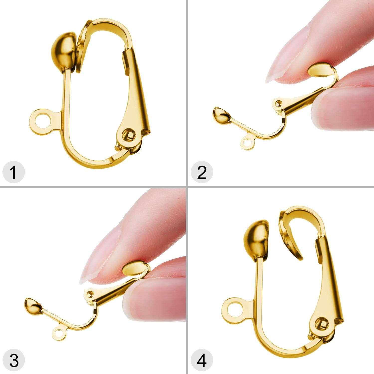 30 Pieces Clip-On Earring Converters Non-Pierced Earring Findings Dangle Earring Clips with Easy Open Loop and Silicone Earring Pads for Daily Accessory, 3 Colors (Style A)