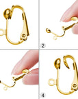 30 Pieces Clip-On Earring Converters Non-Pierced Earring Findings Dangle Earring Clips with Easy Open Loop and Silicone Earring Pads for Daily Accessory, 3 Colors (Style A)