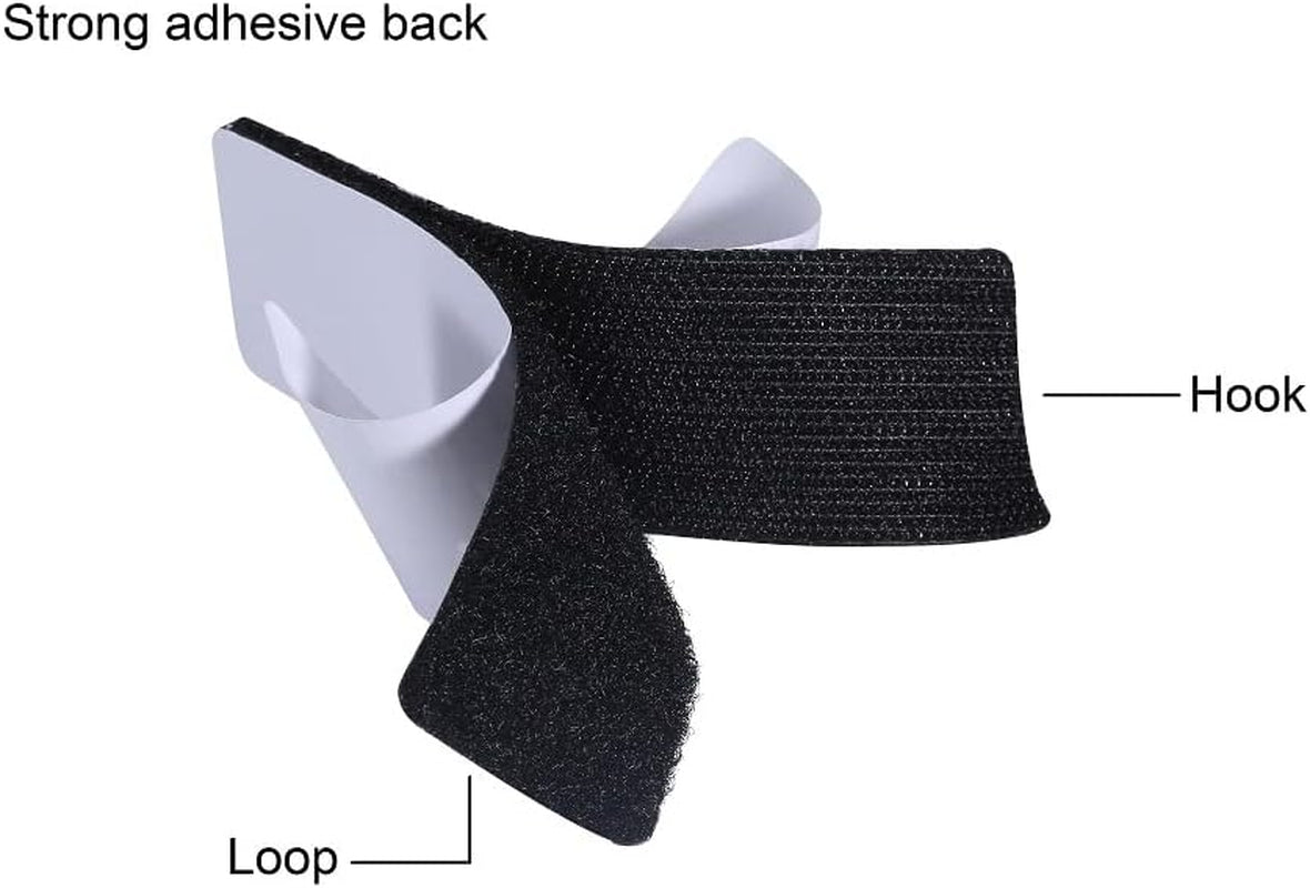 20 Sets 1X4 Inch Hook and Loop Fastener Strips with Adhesive Heavy Duty Double Sided Sticky Picture Hanging Wall Mounting Tape for Home and Office Use, Black