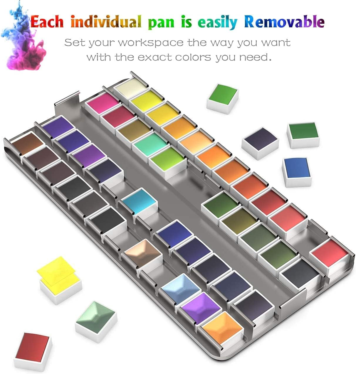 Watercolor Paint Set, 48 Colors Including 6 Metallic Colors in Portable Box, Travel Watercolor Set with Watercolor Papers and Brushes, Water Color Kits for Beginners & Artists