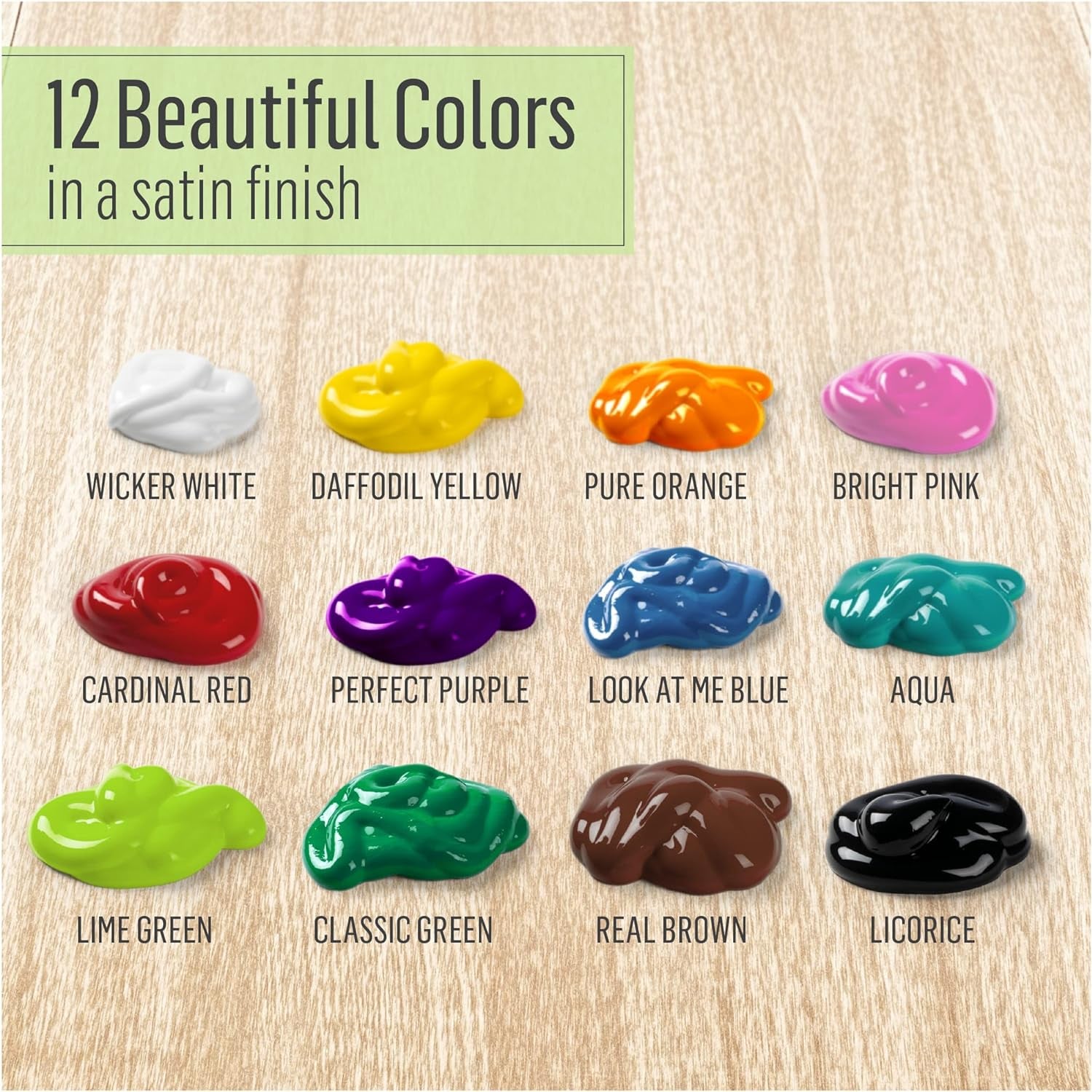 PROMO830 Multi Satin Finish Acrylic Craft Paint Set Designed for Beginners and Artists, Non-Toxic Formula That Works on All Surfaces, 2 Oz, 2 Fl Oz (Pack of 12), 12 Colors May Vary, 24