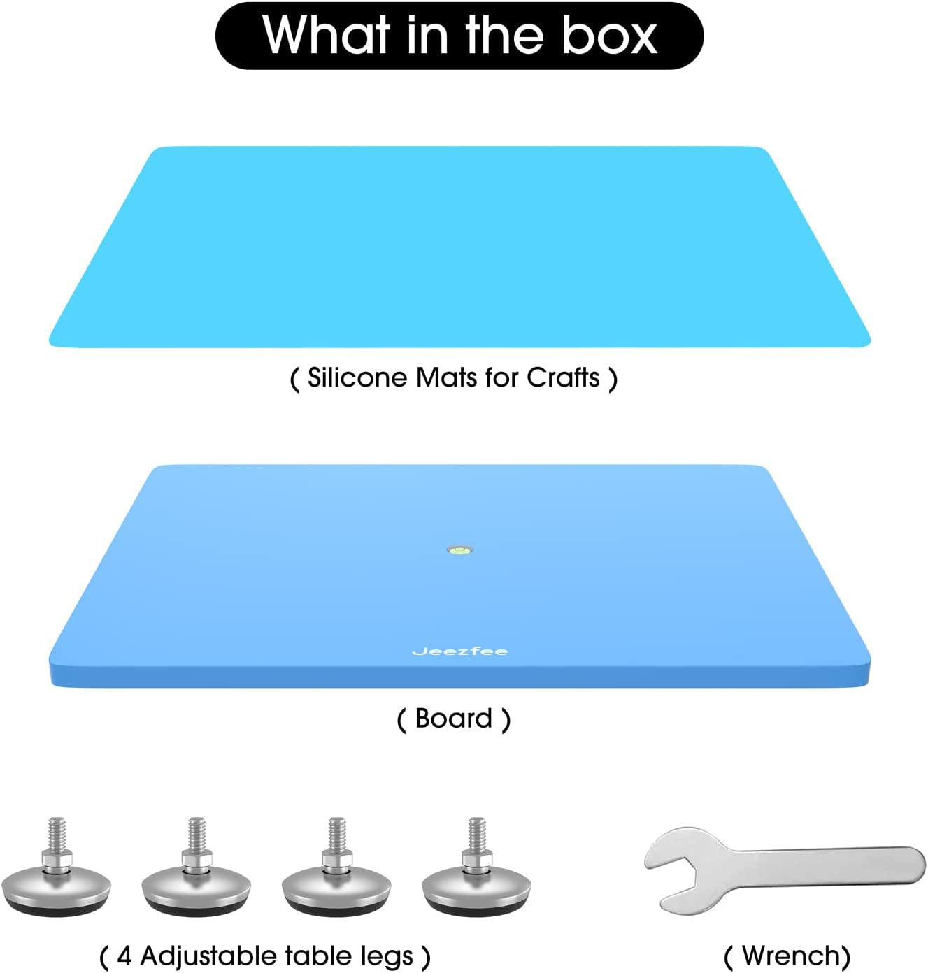 Resin Leveling Table, 16" X 12" Adjustable Resin Table with Silicone Mat, Resin Accessories, Multipurpose Leveling Table for Resin Molds, Paint Projects, Acrylic Pouring Tool (Blue)