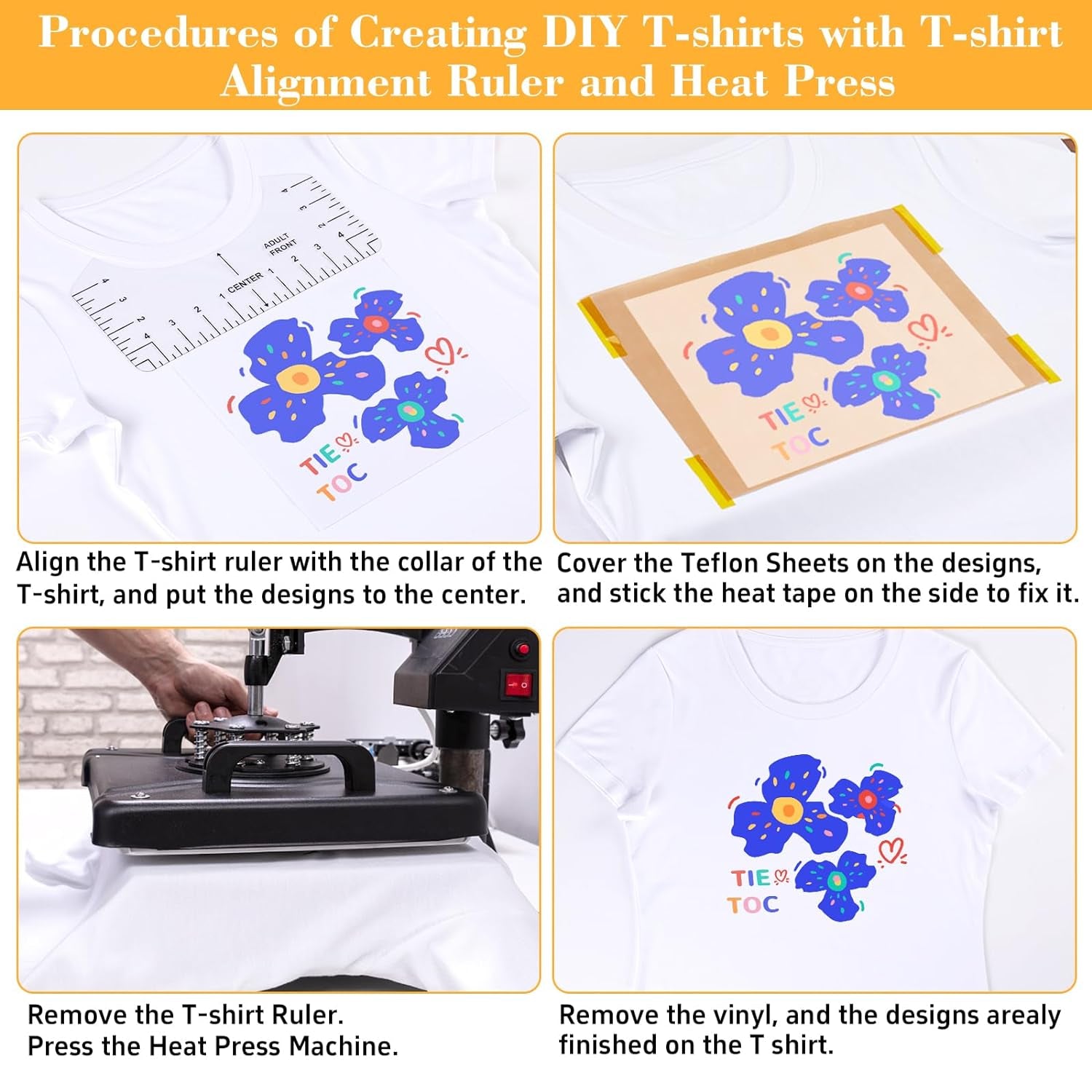 18Pcs Sublimation Accessories, Tshirt Ruler Guide Vinyl Alignment Tool, Heat Press Accessories, Teflon Sheet Non Stick 16X20", Heat Resistant Tape 0.4"X108Ft, PVC T Shirt Rulers to Center Designs