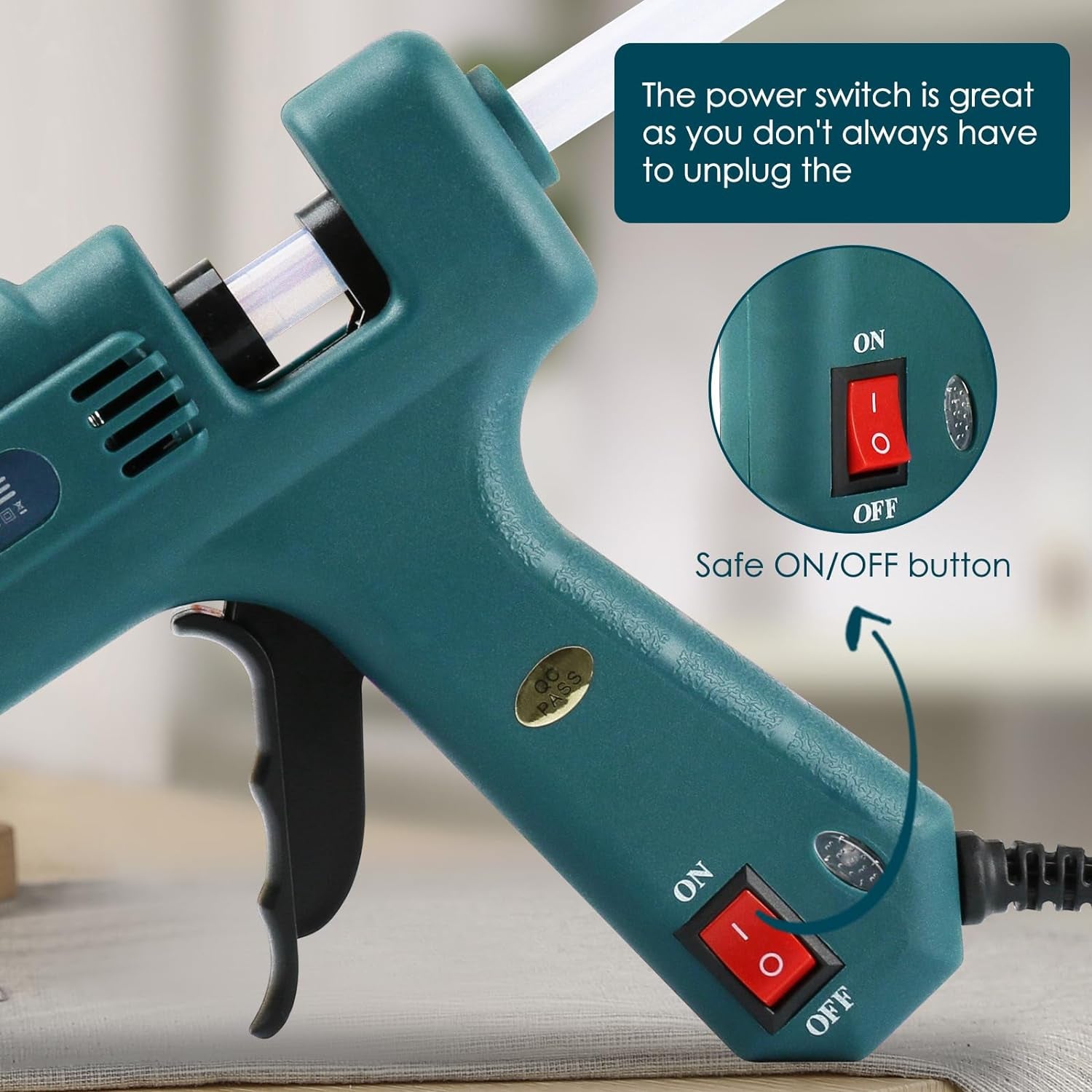 Hot Glue Gun Kit Glue Gun -  Craft Glue Gun Full Size(Not Mini) Glue Guns Heavy Duty Hot Glue Gun with 12Pcs Glue Sticks(0.43'' X 8") 100W for DIY Art