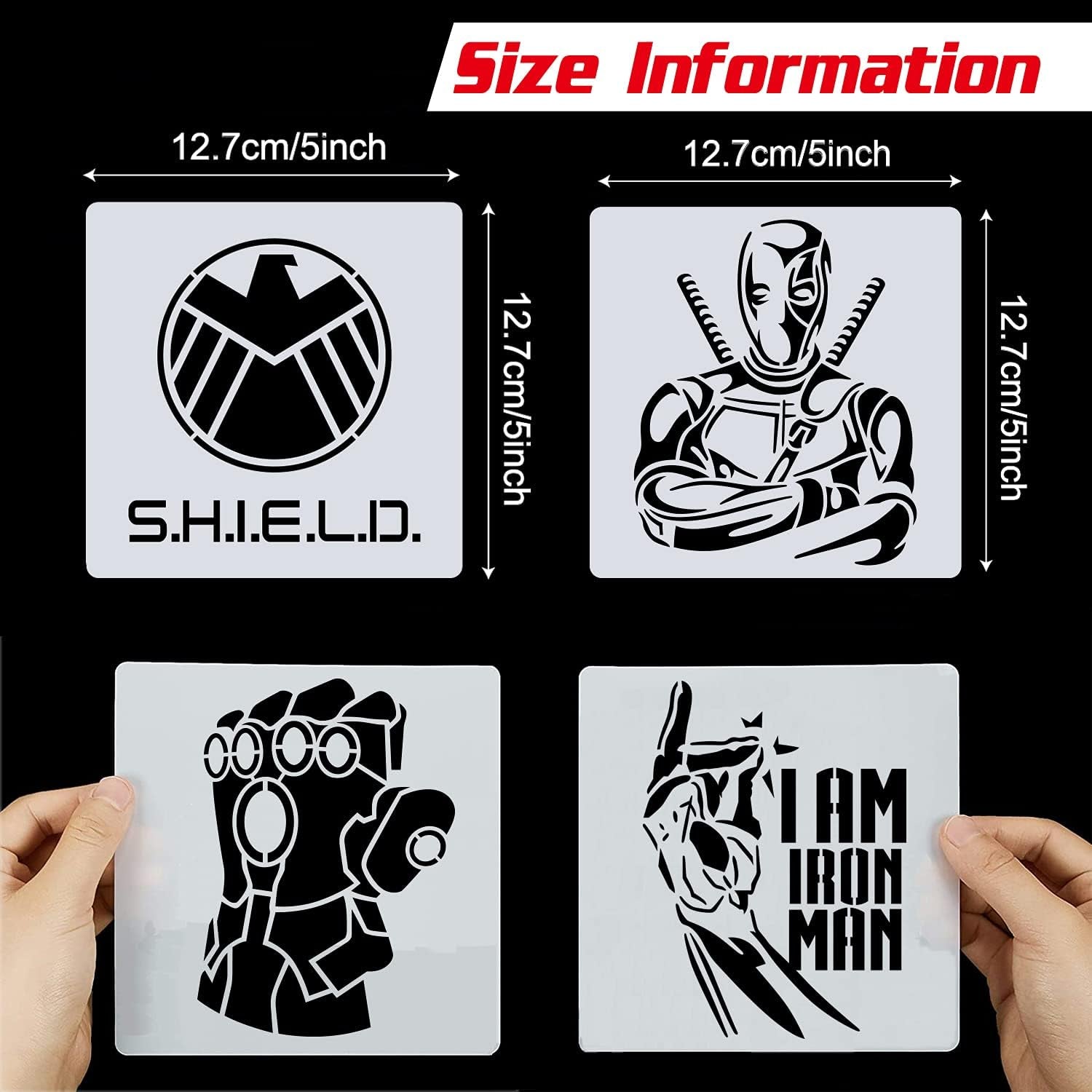 25 Pcs Superhero Stencils for Painting on Wood Canvas - Kids Drawing Painting Stencil Art Supplies Superhero Avatars and Logo Stencils for Home Decor & DIY Project