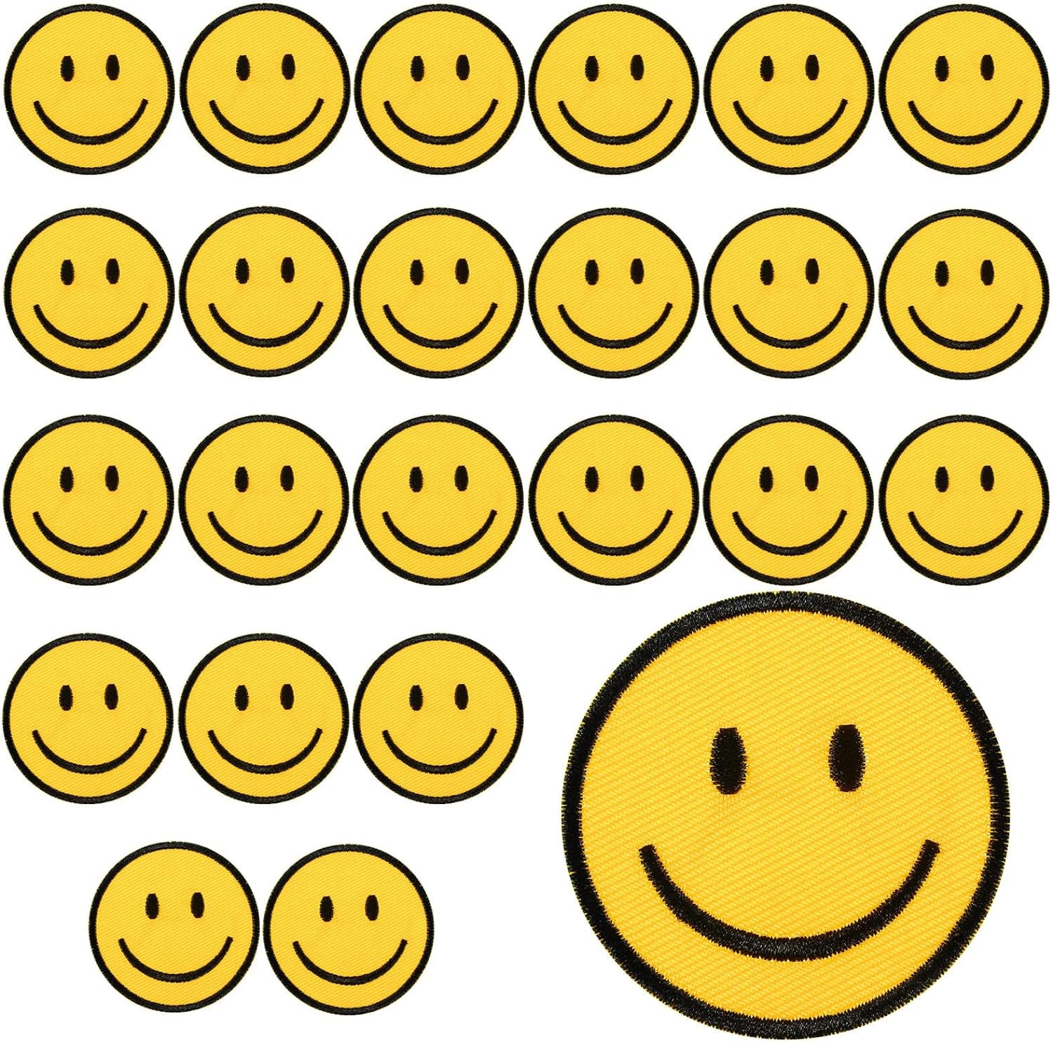 24 Pieces Smile Face Iron on Patch Yellow Smile Face Patches Cute Happy Face Applique Clothes Embroidered Patches Vintage Iron on Patches for Jeans Bags Clothing Dress Hat Jacket Craft DIY Decor