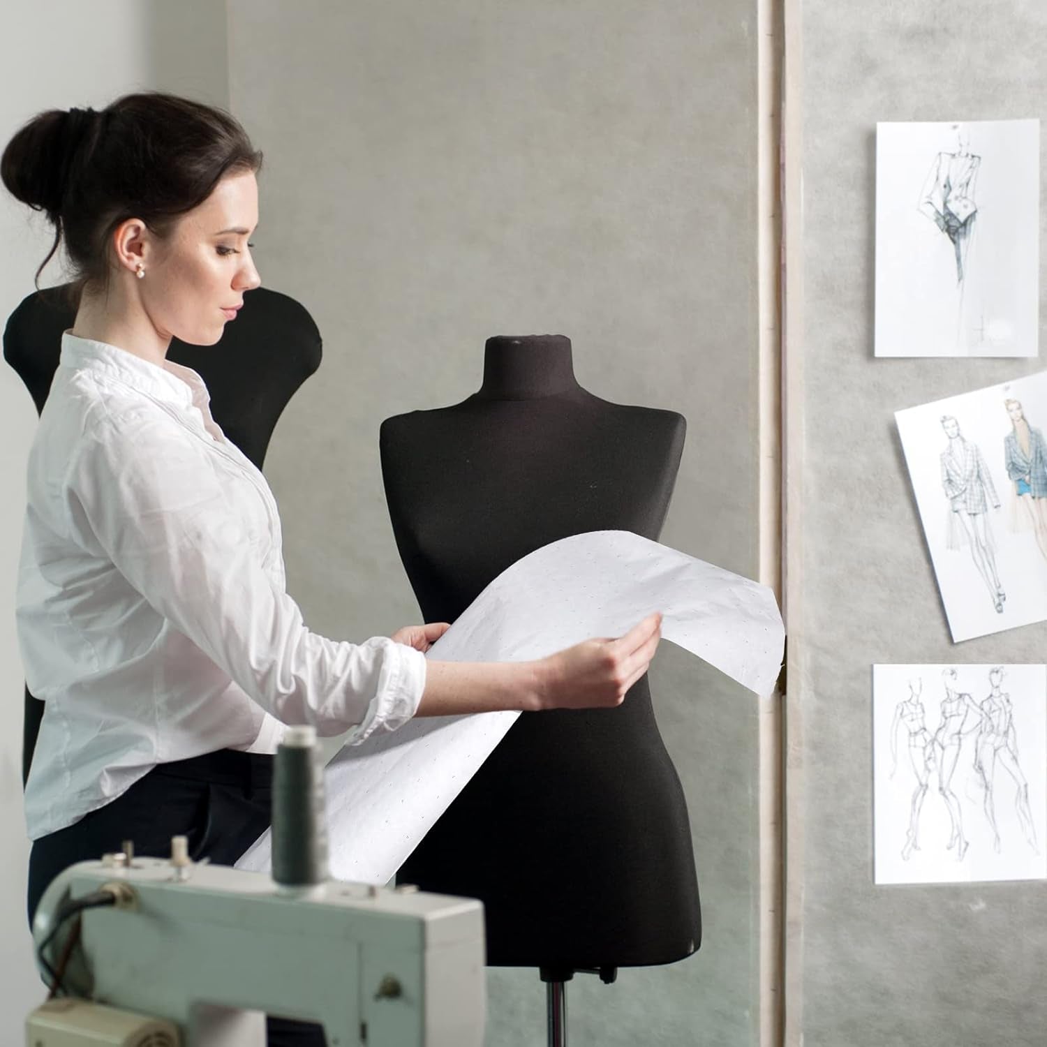 Dotted Pattern Paper for Sewing, 45 Inch X 10 Yards Tracing Paper for Pattern Drafting, Spaced Every Inch Alphanumeric Marking Paper for Dressmaking