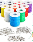 Lanyard String Boondoggle Kit with 10 Rolls (40 Yards Each) for Keychains and Bracelets (100 Total Pieces)