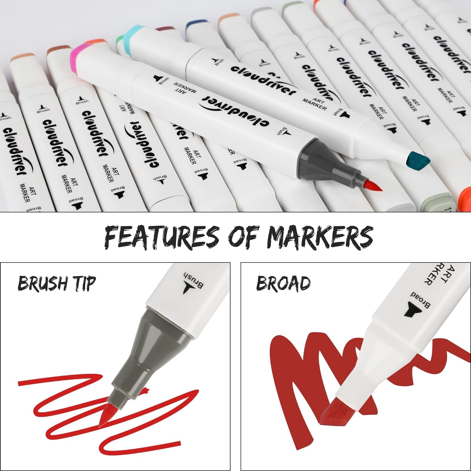 Alcohol Markers Brush Tip, 60 Colors Dual Tip Art Markers for Adults Coloring Books Illustration Craft Card Making