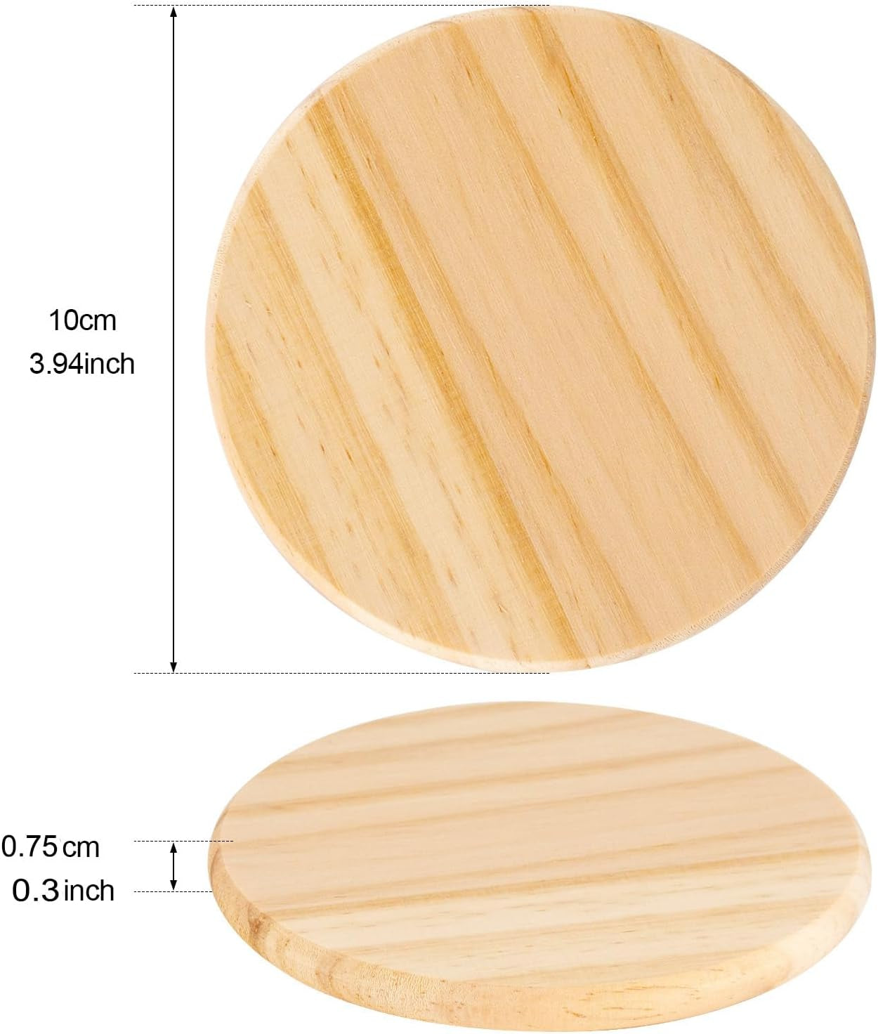 12PACK Unfinished Wood Coasters, 4 Inch round Blank Wooden Craft Coasters Wood Slices for DIY Architectural Models Drawing Painting Wood Engraving(With Non-Slip Dot Stickers)