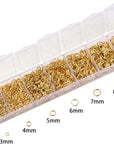 2296Pcs Jump Rings Gold Plated Jewelry Connectors Chain Links 3Mm 4Mm 5Mm 6Mm 7Mm 8Mm 10Mm Box Set Open Jump Rings Gold for Necklace Repair