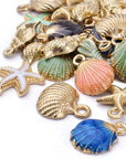 60Pcs Alloy Ocean Starfish Seashell Conch Charms Colorful Enamel Ocean Life Sea Animal Pendants Charms Craft Supplies for DIY Jewelry Making Birthday Wedding Party Favor Gifts