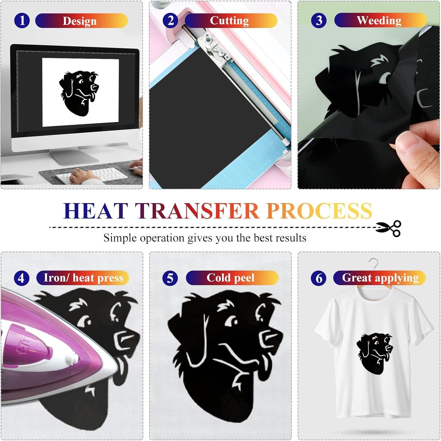 HTV Black and White Heat Transfer Vinyl Rolls, 12" X 20Ft HTV Iron on Vinyl for Shirts, Black & White Vinyl for Cricut, Cameo, Heat Press Machines (2 Rolls 12 Inches X 10 Feet Each)