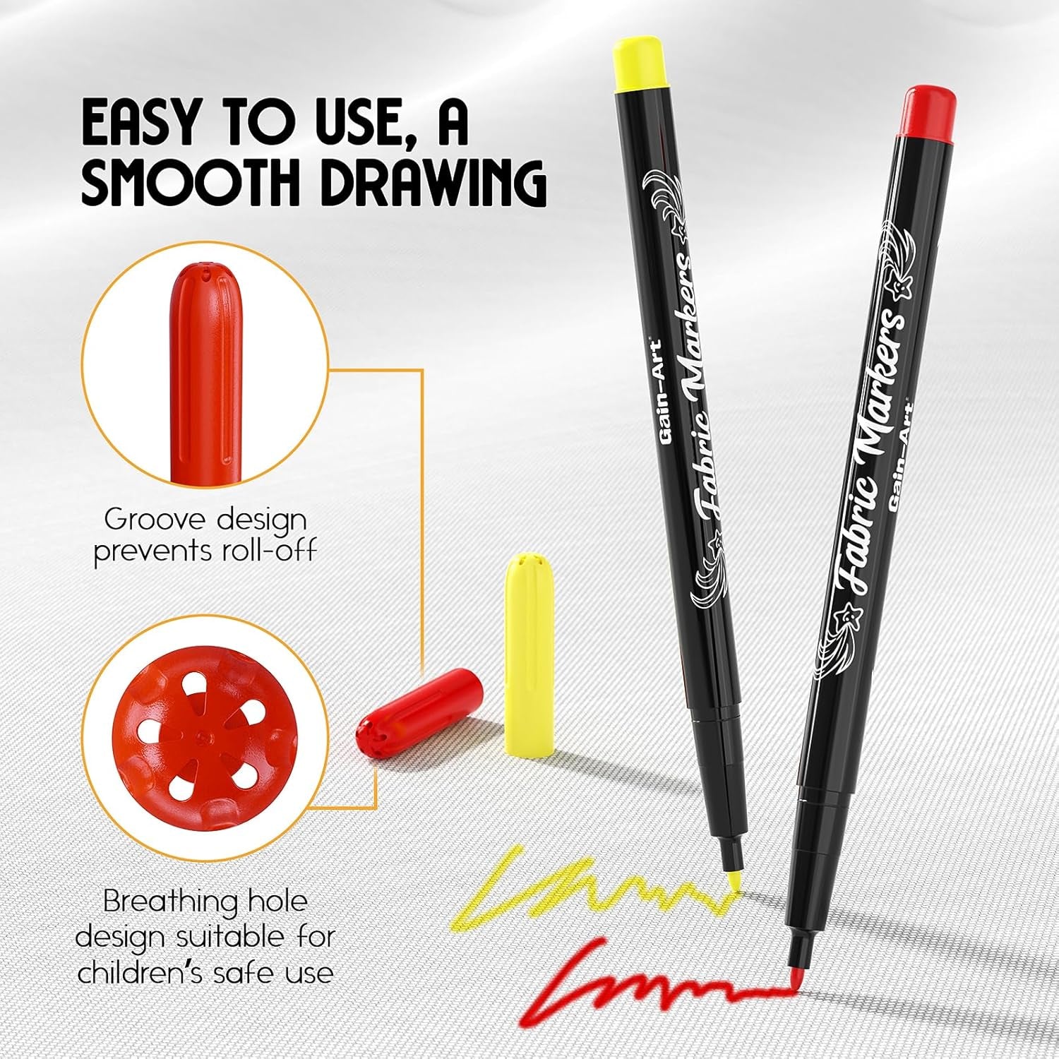 Fabric Markers Permanent for Clothes - 20 Colors Fine Tip Fabric Paint Pens with 5 Painting Templates - Non-Toxic Fabric Paint Markers for T-Shirts Sneakers Canvas Bags and Textiles