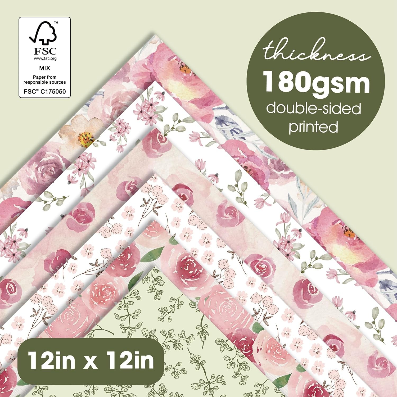 Spring Vintage 12X12 in Double Sided Paper Pad Pack Scrapbook Cardstock Decorative Paper - 36 Sheets - for Card Making Journaling Planner Origami Decopage Decorative Scrapbooking Supplies