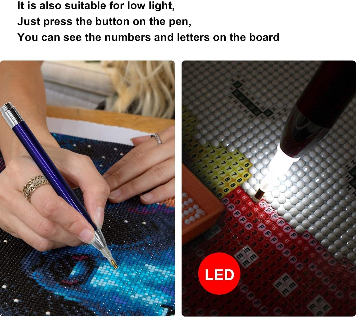 Diamond Painting Pen Kits with Light Diamond Art Pen LED Diamond Painting Pens 5D Light up Pens for Diamond Painting Arts Nails DIY Crafts, Diamond Art Accessories Tools for Diamond Painting