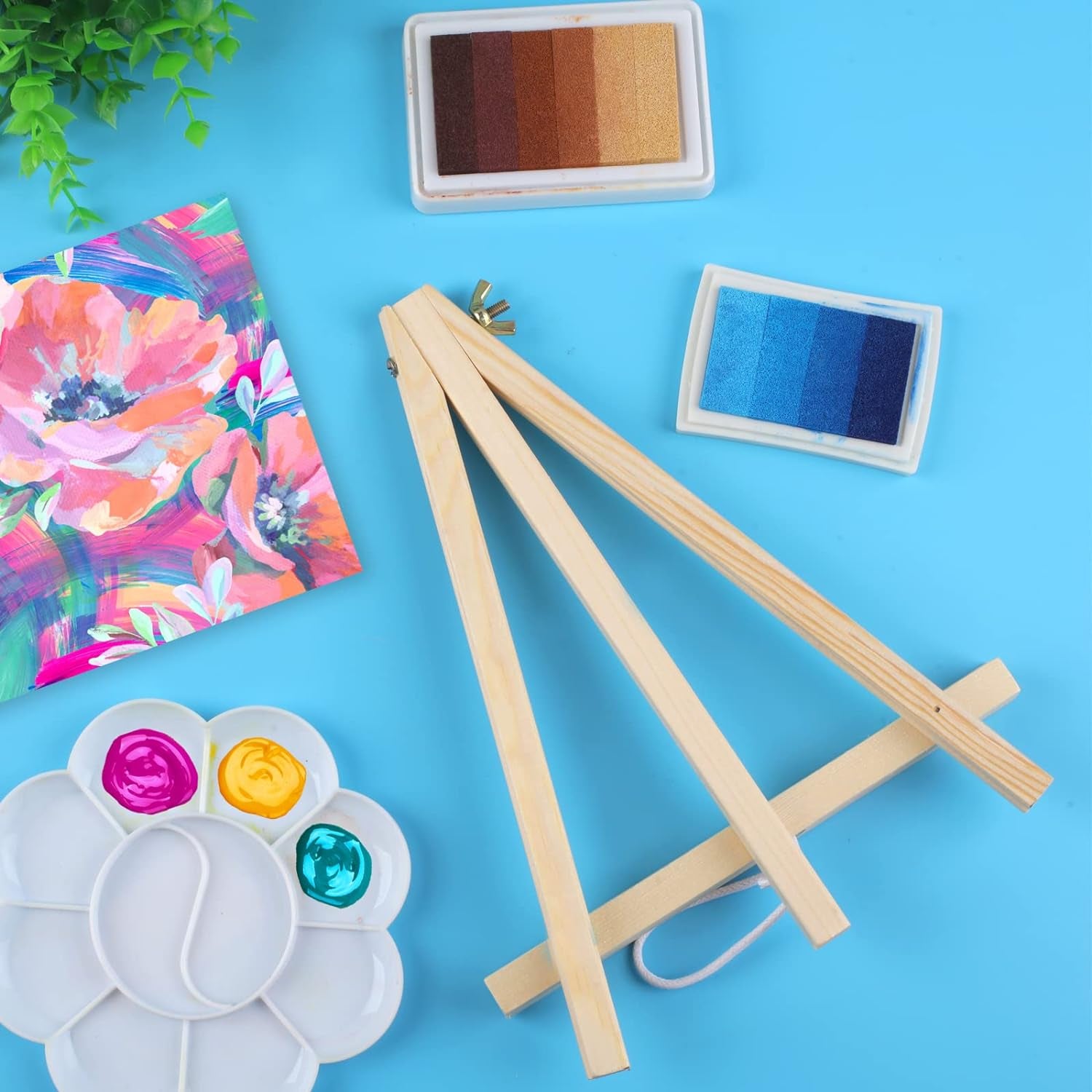 6PCS Wood Easels, 9 Inches Tabletop Easels, Tripod, Painting Party Easel, Kids Student Tabletop Easels for Painting, Art Craft Painting Easel Stand for Artist Adults Students