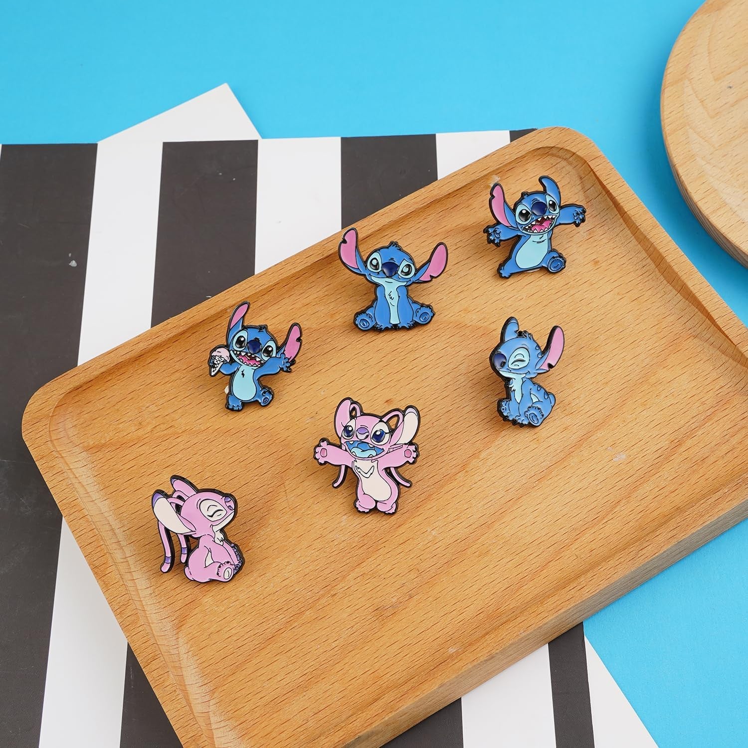 6 Pcs Stitch Pins Cartoon Anime Enamel Pins for Clothing Backpack Hat Decoration Gift for Girls