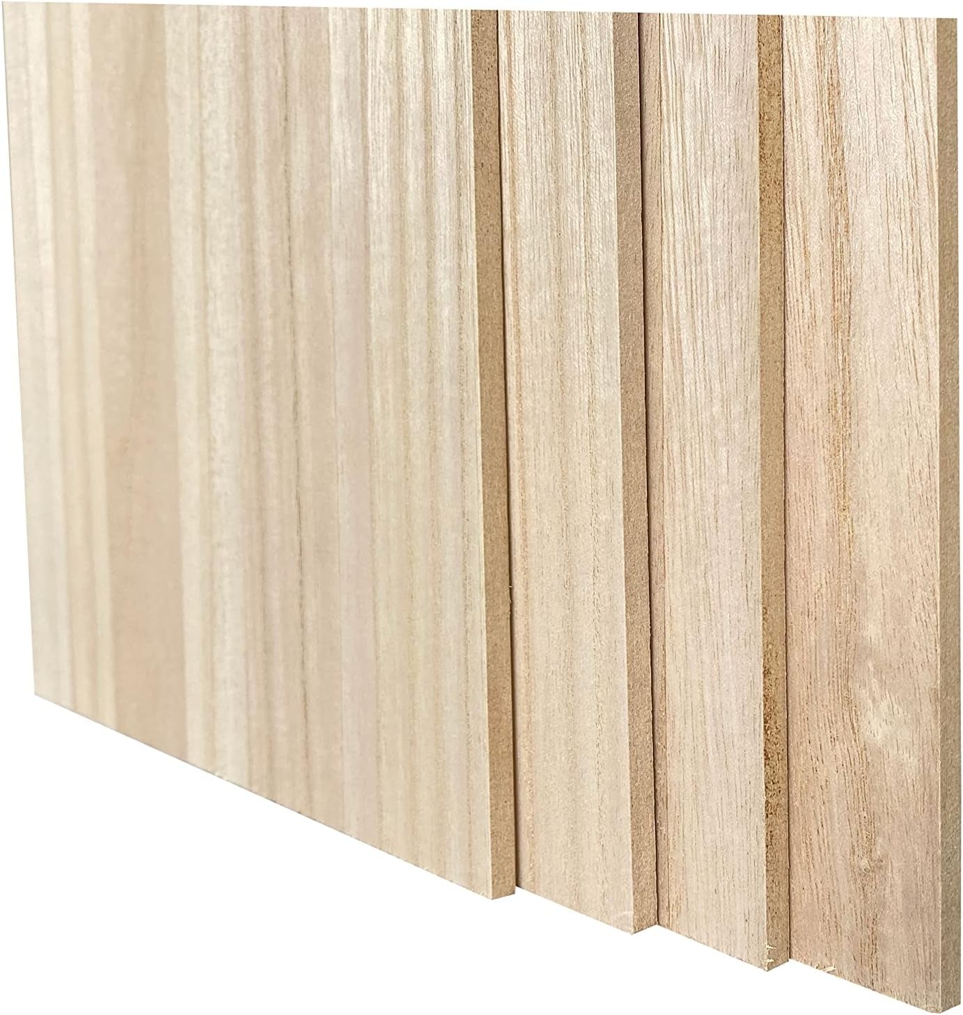 4 Pack Veneered MDF Double Sided Paulownia Wood,Mdf Core,6.4Mm 1/4Th Inch, 10"X16" Unfinished Wooden Canvas Boards Signs for Engraving Painting Crafts