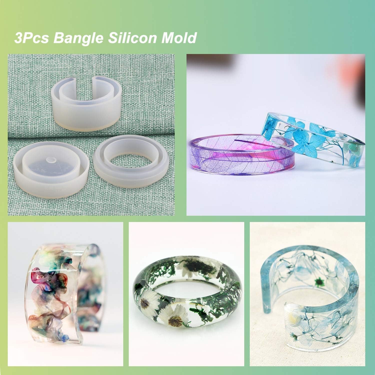30Pcs Resin Jewelry Molds, Jewelry Molds for UV Resin, Resin Silicone Molds Kit with Bracelet Molds,Pendant Molds,Ring Molds for Epoxy Resin