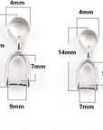 2Pcs 925 Sterling Silver Pendant Bail Connector Pinch Clasp for Necklace DIY Jewelry Craft Making Handmade Beading Fittings Accessories 1.7Cm