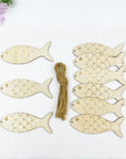 30Pcs Unfinished Fish Shaped Wood Cut Out Fish Wood DIY Crafts Cutouts Blank Wooden Fish Shaped Hanging Ornaments for Wedding Birthday Ocean Animal Themed Party Decoration