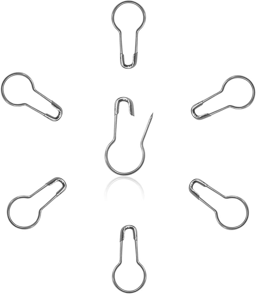 100Pcs 21Mm/0.8 Inch Small Metal Gourd Safety Pins Bulb Pin for Knitting Stitch Markers, Sewing Clothing DIY Craft Making (Silver)