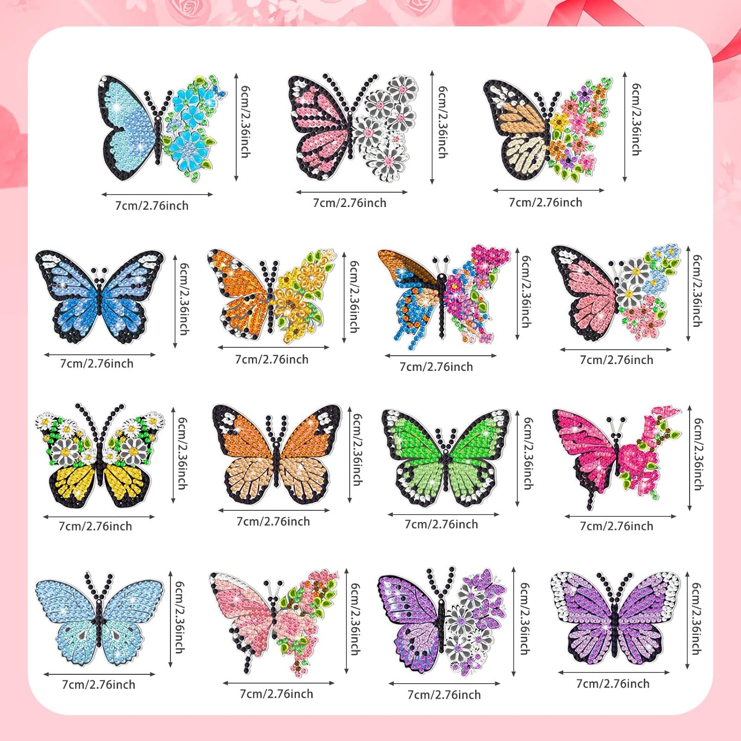 15 Pcs Butterfly Diamond Painting Keychain Kits Colorful Diamond Art Keychain Full Diamond Painting Ornaments Summer DIY Diamond Key Chains for Adults Kids Purse Backpack Handbag Decor