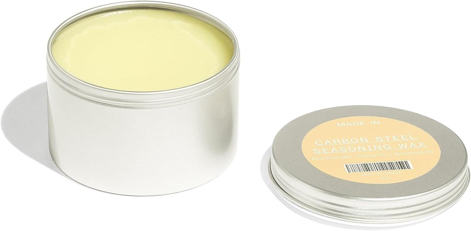 Cookware - Carbon Steel Seasoning Wax (6 Oz) - Crafted in Canada - Rice Bran Wax, Canola Oil and Grapeseed Oil