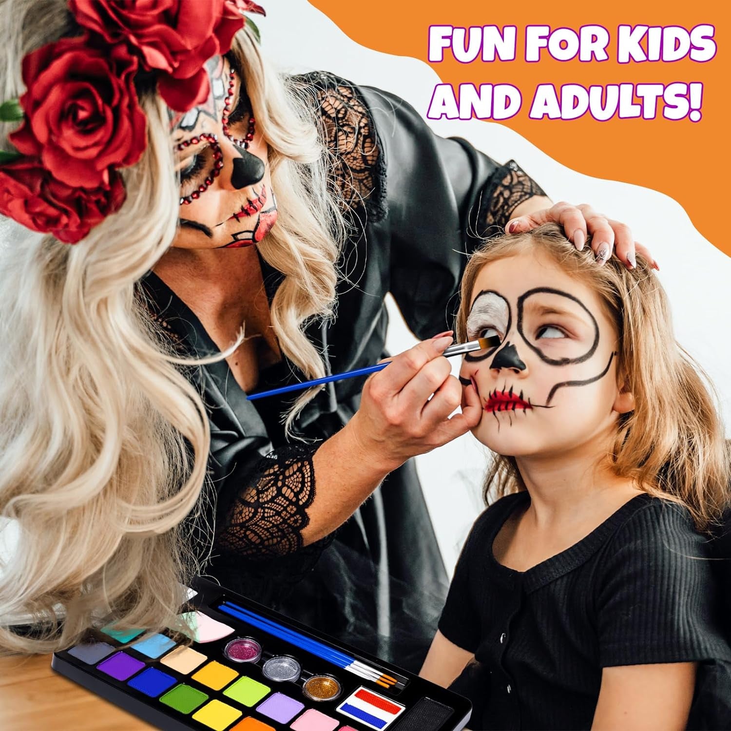 Face Painting Kit for Kids - 20 Colors Water Based Non Toxic Face Paint Kit, Professional Face Paint for Kids with Stencils &amp; Brushes - Parties, Birthdays, Halloween Face Body Makeup Kit