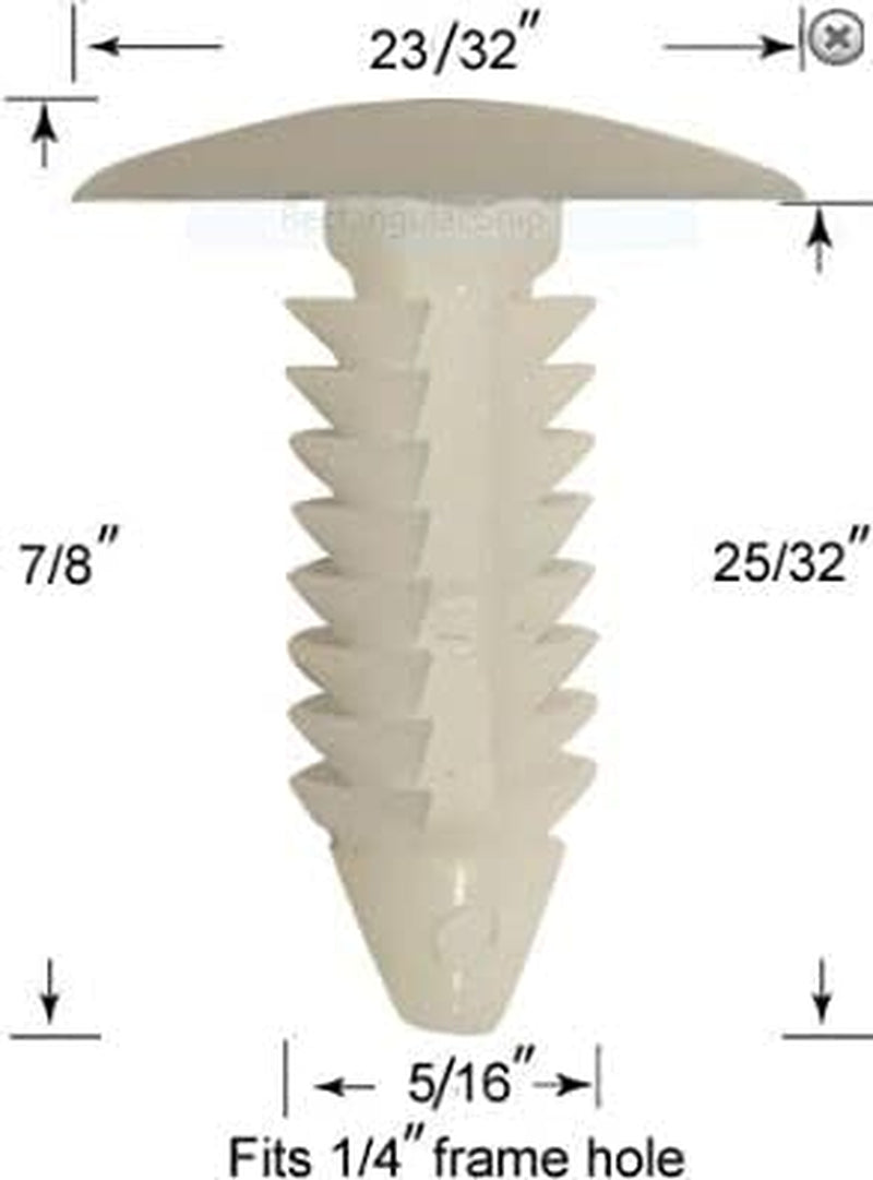 Vinyl Strap Fastener, Rivets for Patio Chairs Vinyl Straps, Pins for Lawn Furniture Straps, Fit 1/4'' Hole, Pack of 50, White