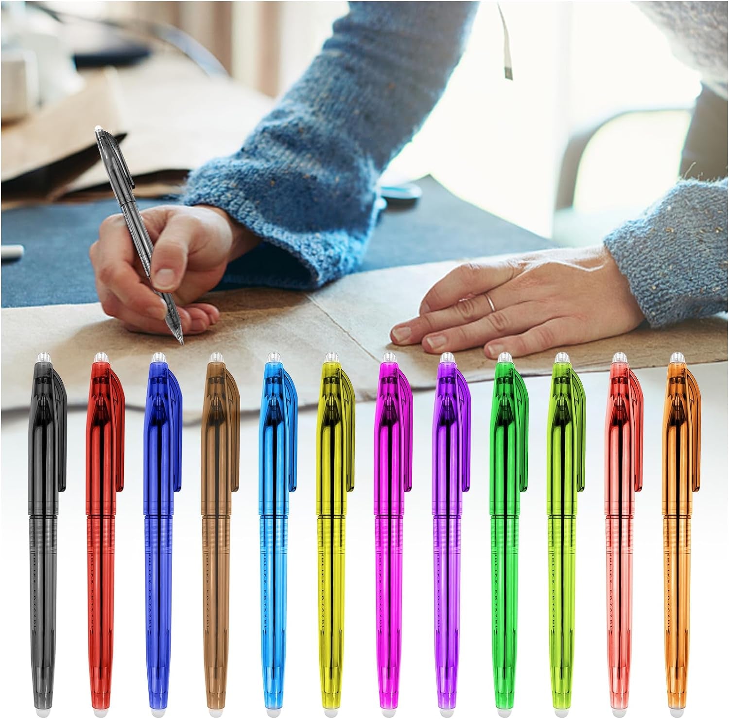 12Pcs Heat Erasable Pens for Fabric Fabric Marking Pens Fabric Markers for Quilting Sewing DIY Dressmaking Fabrics Tailors Chalk