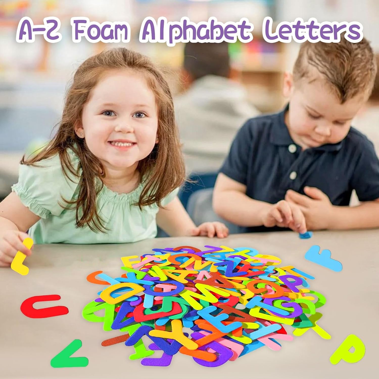 1050Pcs Letter Stickers Foam Letter Stickers,10 Colors Self Adhesive A-Z Alphabet Stickers Craft Supplies Stickers for Kids School Project Party Decorations（1.1X 0.9 In）