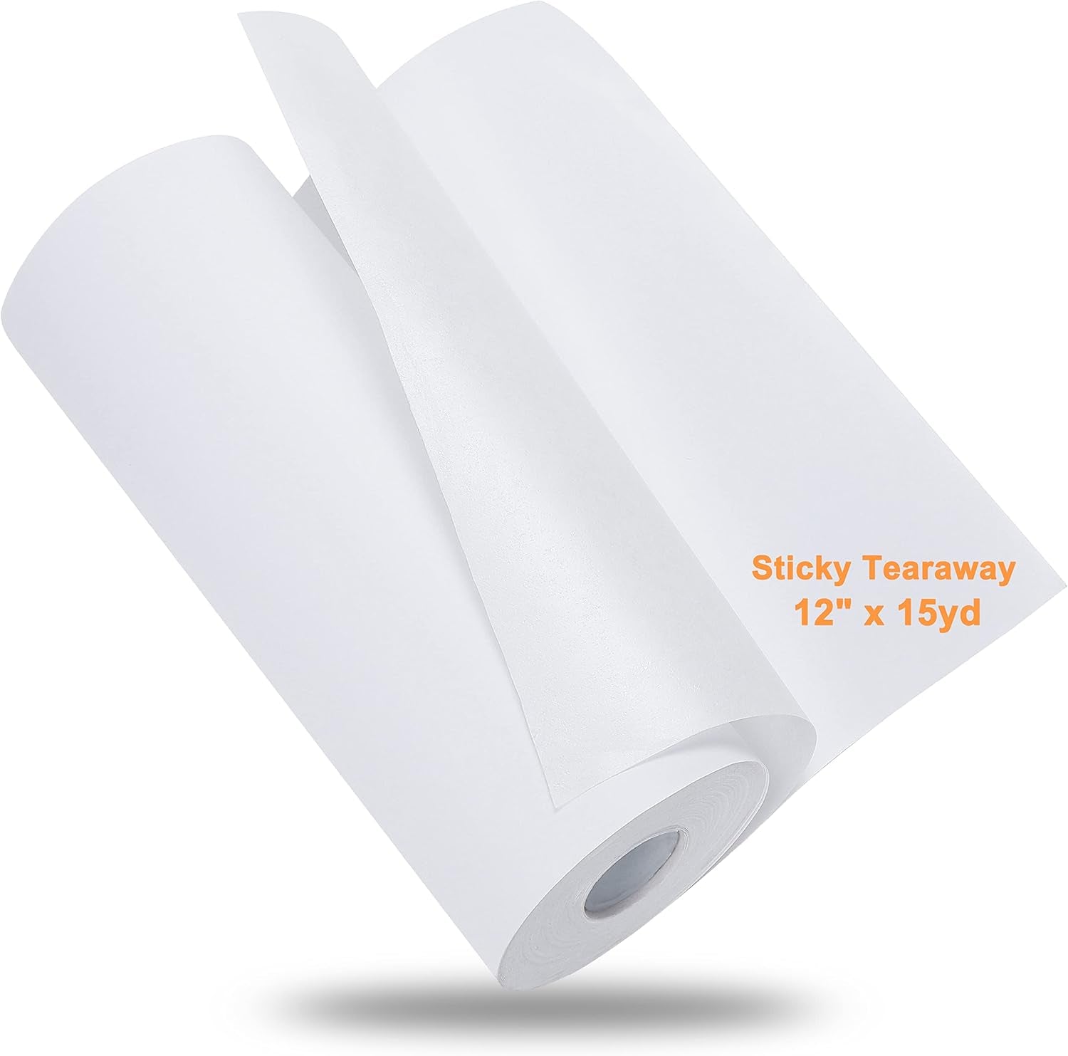 Sticky Self-Adhesive Tear Away Embroidery Stabilizer Backing 12" X 10 Yd Roll - Medium Weight for Napped Fabric & Hoop Less Embroidery