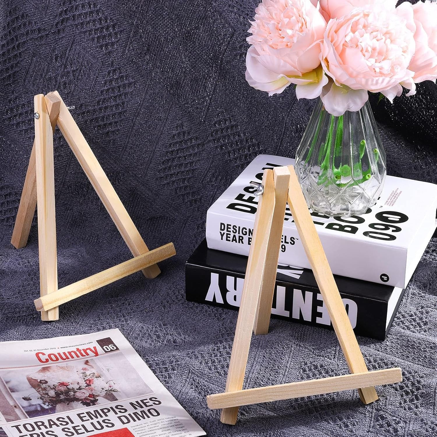 12 Pack Table Top Easels for Painting, 9.5 Inch Painting Easel Natural Wooden Canvas Stand Foldable A-Shaped Frame Wood Display Canvases Easels Set for Adults Artist Students