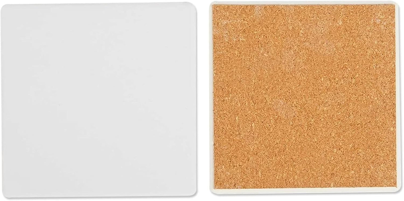 10 Pack White Unglazed Ceramic Tiles for Crafts with Cork Backing Pads for Coasters, DIY Arts and Crafts (4.25 X 4.25 In, Square)