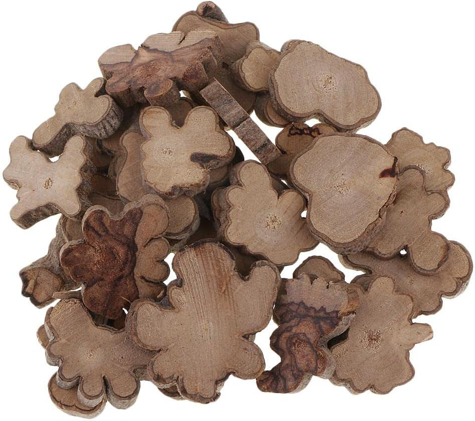 30Pcs Irregular Wood Log Slices Natural Tree Decorative Embellishments