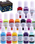 LET’S Resin 18 Colors Epoxy Pigment, Opaque Liquid Resin Colorant Each 0.35Oz,Odorless Epoxy Resin Dye Solid Color Liquid Dye for Resin Jewelry DIY Crafts Art Making