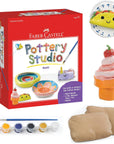 Pottery Studio Refill Kit - 2 Lbs. of Natural Air-Dry Pottery Clay, 6 Paint Pots and Paintbrush, Clay Making Kit for Kids